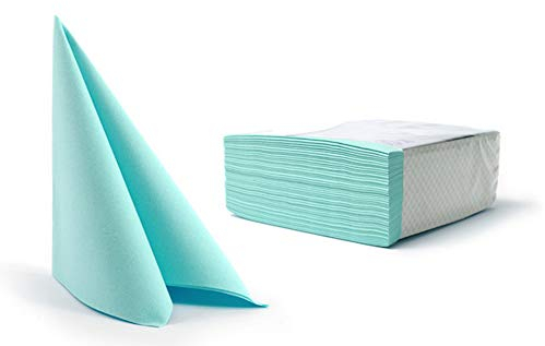 50 Aroba Airlaid Servietten Stoffähnlich 19 FARBEN 40x40 cm 1/4 Falz Hochwertige Hochzeitsservietten, Stoffoptik, für Geburtstag Hotel Catering Feiern Weihnachten Hochzeit Türkis