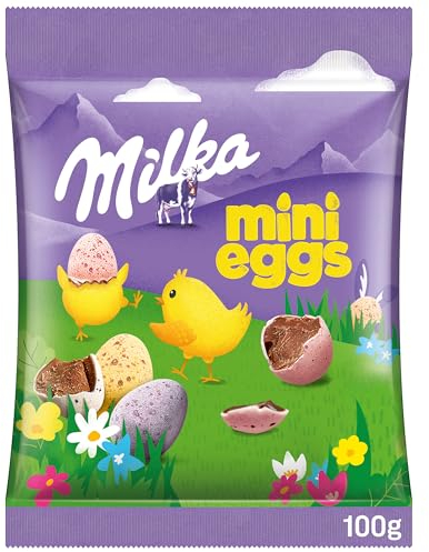 Milka Mini Eggs 1 x 100g I Dragierte Osterschokolade Einzelpackung I für das Osternest und zum Verstecken I Süßigkeiten zu Ostern aus 100% Alpenmilch Schokolade