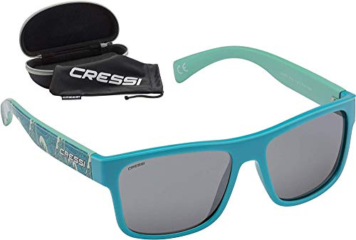 Cressi Unisex-Erwachsene Spyke Sunglasses Sport Sonnenbrillen, Türkis Waves Fantasy/Rauchlinse, Einheitsgröße