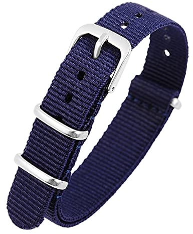 Excellanc-Uhrenarmband Ersatz Textilstoff Dornschließe Breite 14-22 mm (Stegbreite: 14 mm, dunkelblau)
