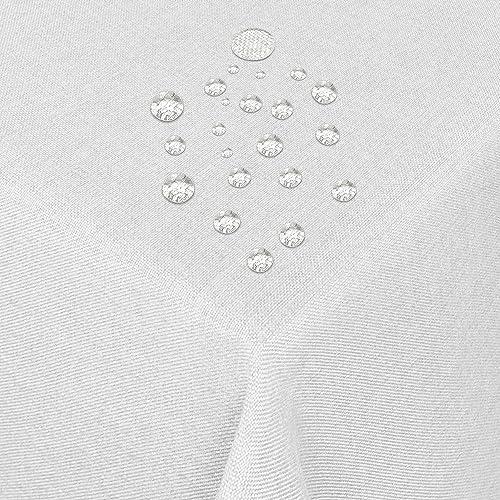 Tischdecke Stoff Damast Leinen-Optik Jacquard mit Fleckschutz eckig 130x250 cm Weiss