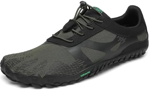 SAGUARO Barfußschuhe Herren Fitnessschuhe Damen Barfussschuhe Schnell Trocknend Traillaufschuhe Badeschuhe rutschfest Unisex Sommer Outdoor Kletterschuhe GrünSchwarz 43 EU