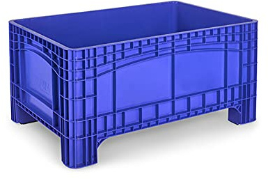 Palettenbox 1200x800x580mm, Boxfabrik NOAH L, Großbehälter, Umzugsbehälter, Transportbox, Kunststoffbehälter, Containerwagen, Transportwanne, Made in Germany (Blau, Füße)