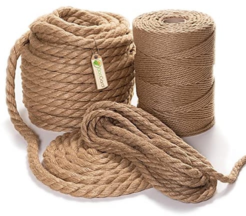 BOOGARDI Jute Kordel dick & dünn · Juteseil in Ø 6-32mm · Hanfseil Juteband für Garten, DIY, Deko · Sisalseil, Kordelband, Tau, Strick, Lasso Cowboy · Juteschnur Ø 30 mm x 50 m