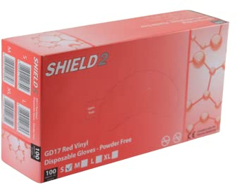 Polyco Healthline Red Disposable Household Vinyl Gloves - Box of 100