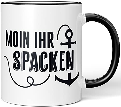 JUNIWORDS Tasse, Moin Ihr Spacken, Schwarz (1007507)