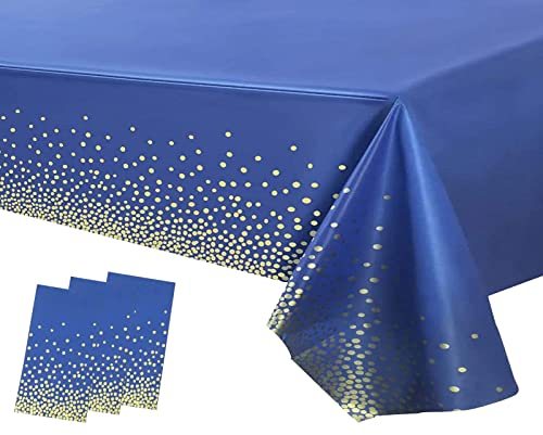 3 Stück Tischdecke Rechteckig Blau Party Tischdecke,137 * 274cm Tischdecke Papierrolle Einweg Tischdecke aus Kunststoff,wasserdichte Ölbeständig Tischdecken für Party,Picknick,Geburtstags,Hochzeiten