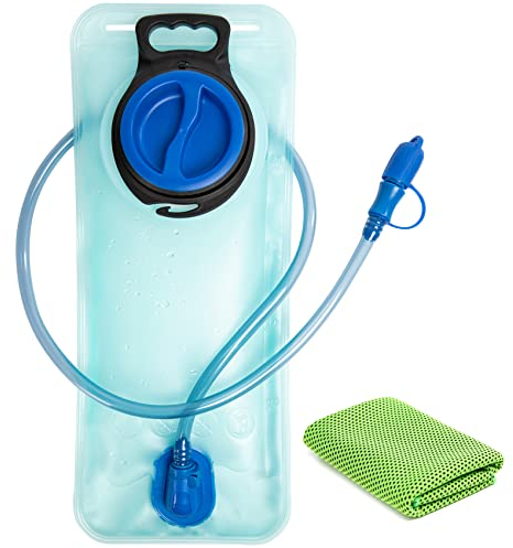 GYGYL Premium Hydration Bladder with Bite Valve, BPA-Free, Antibacterial and Leak-Proof, Suitable for Every Hydration Pack, for Sports and Camping Cycling Running-2 Litres, Blue