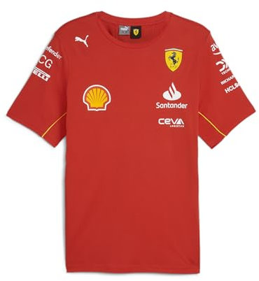 PUMA T-Shirt d'équipe Scuderia Ferrari 2024 pour Hommes - Rouge Brûlé - Taille: L