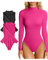 OQQ Bodysuits für Damen 2er Pack Elastisch Rollkragen Basic Langarm Sexy Bodysuits Schwarz Rosa