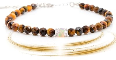 Liberty Angels - Edelstein Armband aus 925er Silber & Opal - Edelstein Armband Damen & Herren - Heilstein Schmuck Armbänder - Hochwertiger Edelstein Schmuck - Heilstein Armband echte Steine Verschluss