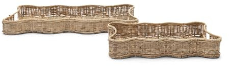 Rivièra Maison - Set von 2 Tabletts in N01 - Natur aus Rattan, 39 und 60 cm