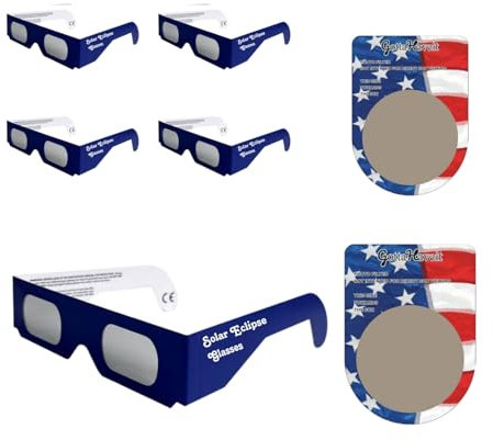 Sonnenfinsternis-Brille, Blau, 5 Stück mit Linse