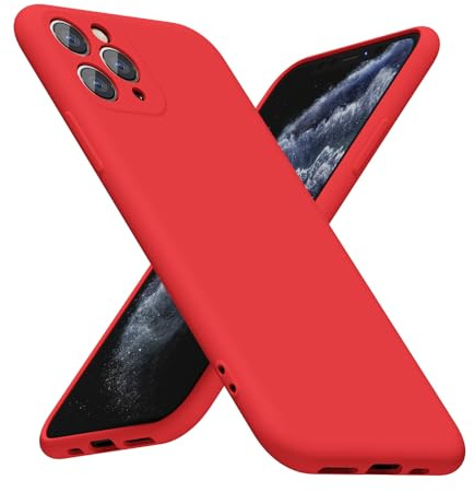 LoeoeL for iPhone 11 Pro Phone Case Silicone, Minimalist Ultra Thin Slim Soft Rubber Gel Solid Color Matte TPU Cute Case for Women Men, Girly Plain Aesthetic Design & Camera Cover Protection, Red