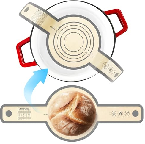 Xinzan Bread Sling for Dutch Oven, Silicone Baking Mat with Long Straps for Transfer Sourdough, Non-Stick & Heat Resistant Bread Making Accessories
