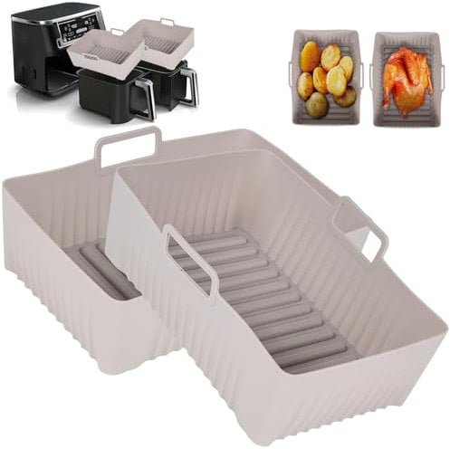 YiGeY Silicone Air Fryer Liners for Ninja Foodi Air Fryer AF300UK AF400UK & Tower T17088, 9.5L, Repeatable Silicone Liners Basket