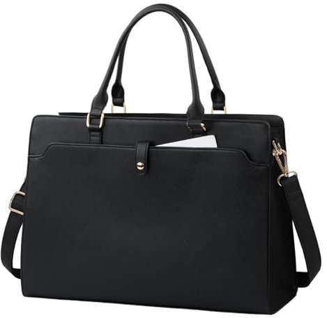 Bolso Mujer Universidad, Bolso para Portatil 15.6 Pulgadas, Bolso Grande para la Universidad, Cuero PU Bolso Shopper Bolsa Negro, Bolso Mujer Bandolera Grande Shopper Cuero PU Tote para Ordenador