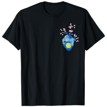 Van Gogh Love Cœur en fleur de cerisier étoilé dans la poche T-Shirt