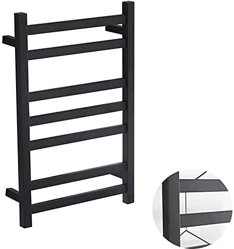 Toallero eléctrico montado en la pared, calentador de toallas caliente para baño, rejilla de secado con calefacción, negro mate, con interruptor, la mejor opción para la decoración de su baño, Hardw
