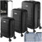 tectake® Kofferset 3 teilig, Koffer & Trolleys, Koffer Set für Flugzeug, Business, Reise, mit TSA Schloss, Hartschalenkoffer mit Rollen, Reisekoffer groß, Rollkoffer - schwarz