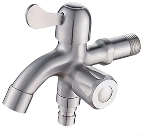 Rubinetto doppio – Kit rubinetto esterno a doppia uscita rubinetto da giardino 1/2 pollici – rubinetto esterno in acciaio inox resistente alla ruggine – per rubinetti esterni domestici/industria