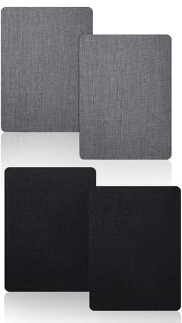 4 PCS Leather Repair Patch, 20.3x27.9cm Linen Leather Repair Kit, Self Adhesive Leathers Repair Patch, Car Seat Repair Kit Fabric, Leathers Patches for Sofas Tents Furniture (Black+Grey)