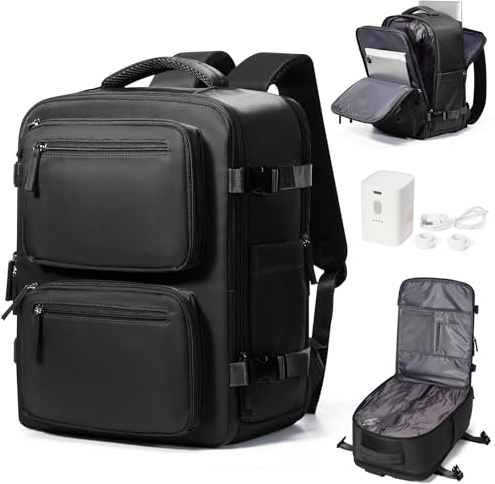suradar Mochila de Viaje Vacio con Bomba Mochilas Cabina Avion 40x20x30 Ryanair Wizzair Vueling Mochila Compresion al Vacio con Bomba Equipaje de Mano 40x30x20 Vacuum Backpack Negro