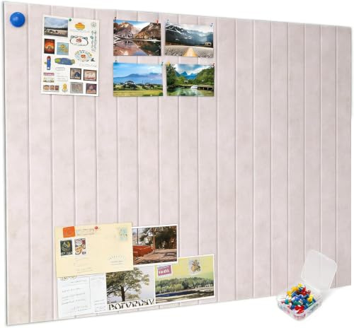 Doygim 80X40Cm Filz Pinnwand Mit ReißZwecke FüR Kinderzimmer BüRos | Selbstklebend, 0,9 Cm Dicke, 35 ReißZwecken, Polyesterfaser, Hellbeige, Umweltfreundlich Und Geruchsneutral