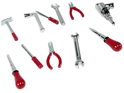 Perfeclan 11Pcs 1:18 Scale Diorama Car Repair Tools Models Auto Shop Container Alloy Miniature Sculpture Traffic Cones Scene Model Mini Tools for Workshop Auto Car Garage