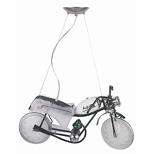 Dapo MOTORRAD Glas-Decken-Pendel-Leuchte-Lampe mit Fernbedienung Metall u. Glas, Kinder-Party-Hänge-Theke-Disco-Wohnzimmer-Leuchte-Lampe