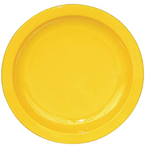 Olympia Kristallon Reusable Plastic Plates Set - 172 mm (Pack of 12), Yellow, Shatterproof Polycarbonate Plastic Plates, Smaller Portion Plate, Children's Plates, CB763
