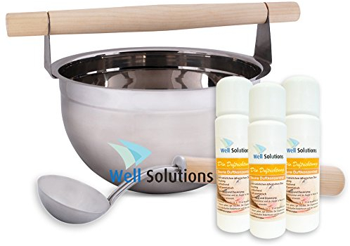 Well Solutions Design Sauna Set Luxus Sauna Set, Edelstahl Set inkl. Sauna Aufgusskonzentrat aus dem Hause