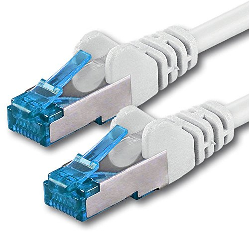 1aTTack.de 2m - CAT6a - network cable white - 1 piece CAT 6 A patch cable 10000 Mbit s SFTP PIMF 500 MHz compatible with CAT5 CAT6 CAT7 DSL Internet Switch Router