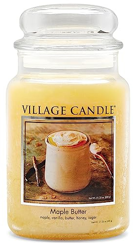 Village Candle Duftkerze im Glas groß 17 x 10 cmm, 1219 g Maple Butter