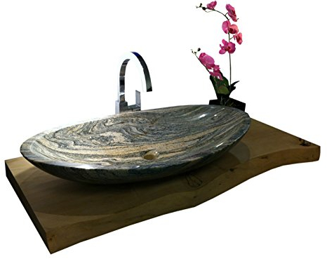 Waschbecken aus Naturstein, Granit, Model Monaco groß, Juparana, 80x43cm