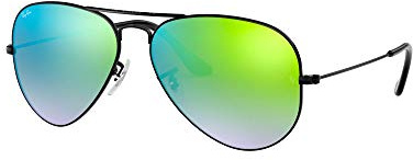 Ray-Ban Men's Aviator Sunglasses, Black ( Shiny Black Mirrorgradientgreen ), 58 mm UK