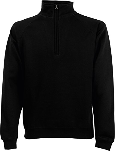 Fruit of the loom Herren Zip Neck Sweat Sweatshirt, Schwarz (Black 101), Medium