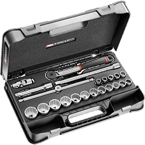Facom S.161-2P12U - Coffret Douilles 1/2 12 Pans en Pouces - 22 Pièces