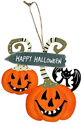 LB H&F Lilienburg Türhänger Halloween Tür Halloweenanhänger Halloweendeko Kürbis aus Holz/Fledermaus