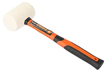 KENDO - Gummihammer weiss - 450 g - mit ergonomisch geformtem Soft-Grip Fiberglasstiel für besten Halt
