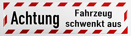 Kfz-Aufkleber Achtung Fahrzeug schwenkt aus | wetterfeste und UV-beständige Spezialfolie (60 x 15 cm)