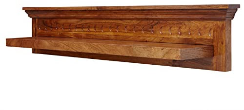 MASSIVMOEBEL24.DE Oxford Wandregal Akazie, Farbe:Hellbraun lackiert, Größe:124x22x24 cm (BxTxH)