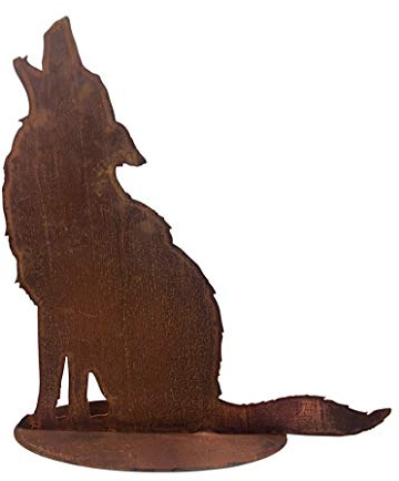 itsisa Gartendeko Heulender Wolf, H: 72cm im Rost Design, Rostfigur für den Garten