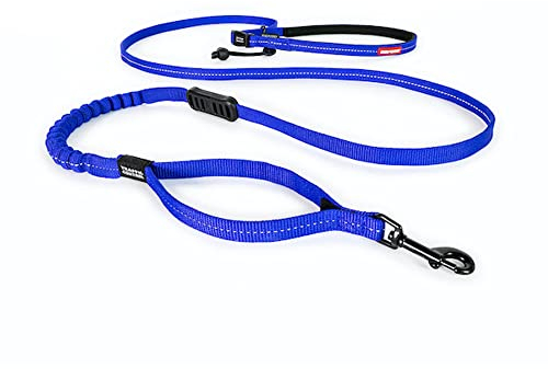 EzyDog Jogging Hundeleine für Kleine und Mittelgroße Hunde - Joggingleine Road Runner LITE 210cm - Leine zum Joggen mit Hund, Reflektierende, Elastische mit Bungee Ruckdämpfer (12mm, Blau)
