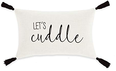 Lush Decor Let's Cuddle Script Dekorativer Einzel-Kissenbezug, 33 x 50,8 cm, Weiß