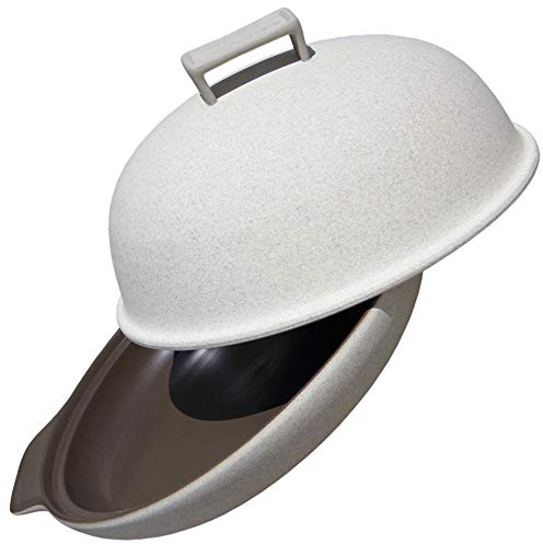 Wald - Cuocipane, Portapane in Ceramica, Argilla da forno di Alta Qualità, colore Grigio. Set Piatto e Coperchio Cupola con Scatola Regalo e Ricettario, Imballaggio con Protezione