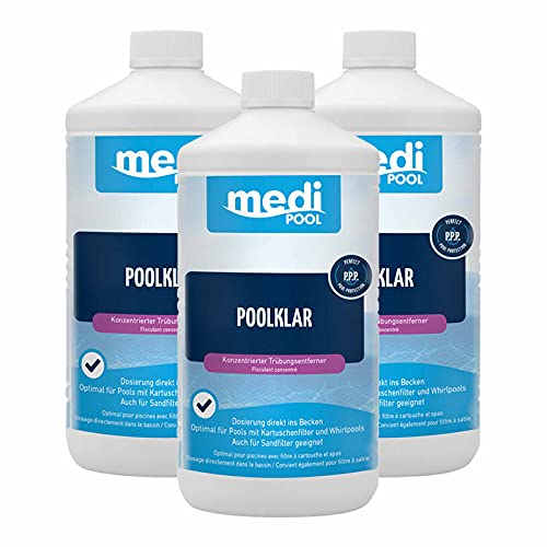 Medipool PoolKlar 1 Liter, Trübungsbeseitiger, Klareffekt, Wasserpflege, Poolreiniger, Mengen:3