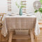 SUNBEAUTY Tischdecke Abwaschbar 140x200 Tischdecke Baumwolle Leinen Tischdecken Rechteckig Tischtuch Beige mit Quasten für Home Küche Speisetisch Dekoration