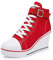 Mujer Cuñas Zapatos 35-43 EU De Lona High-Top Zapatos Casuales Encaje Talla Grande Zapatillas de Cuña para Mujer Verano Tacón Cuña Zapatillas de Deporte Zapatillas Altas Primavera,02rojo,39