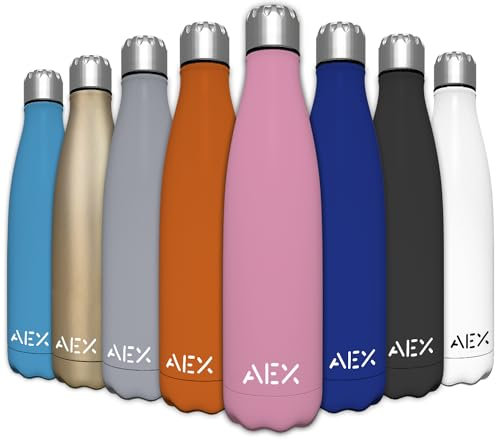 AEX Stainless Steel Water Bottle | Double Walled Vacuum Flask Water Bottle | Reusable Water Bottle | 1000ml Matt Pink